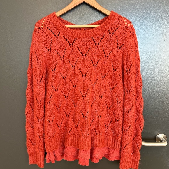 Anthropologie Lili’s closet Lace bottom sweater S good used condition - Picture 2 of 14